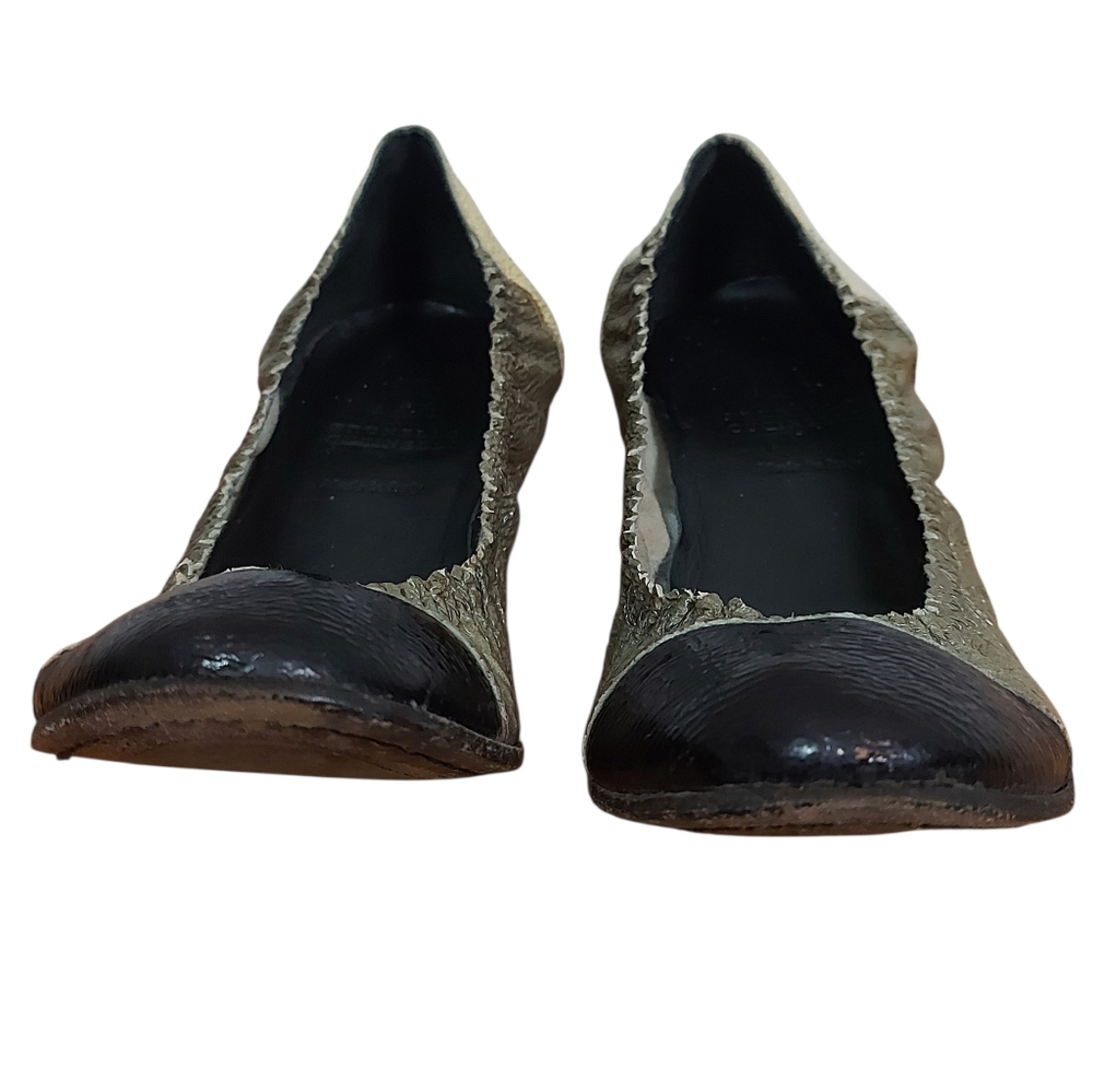 Brunello Cucinelli Cap-Toe Ballerina fFat Size 36 EU Elastic Top Patent Leather